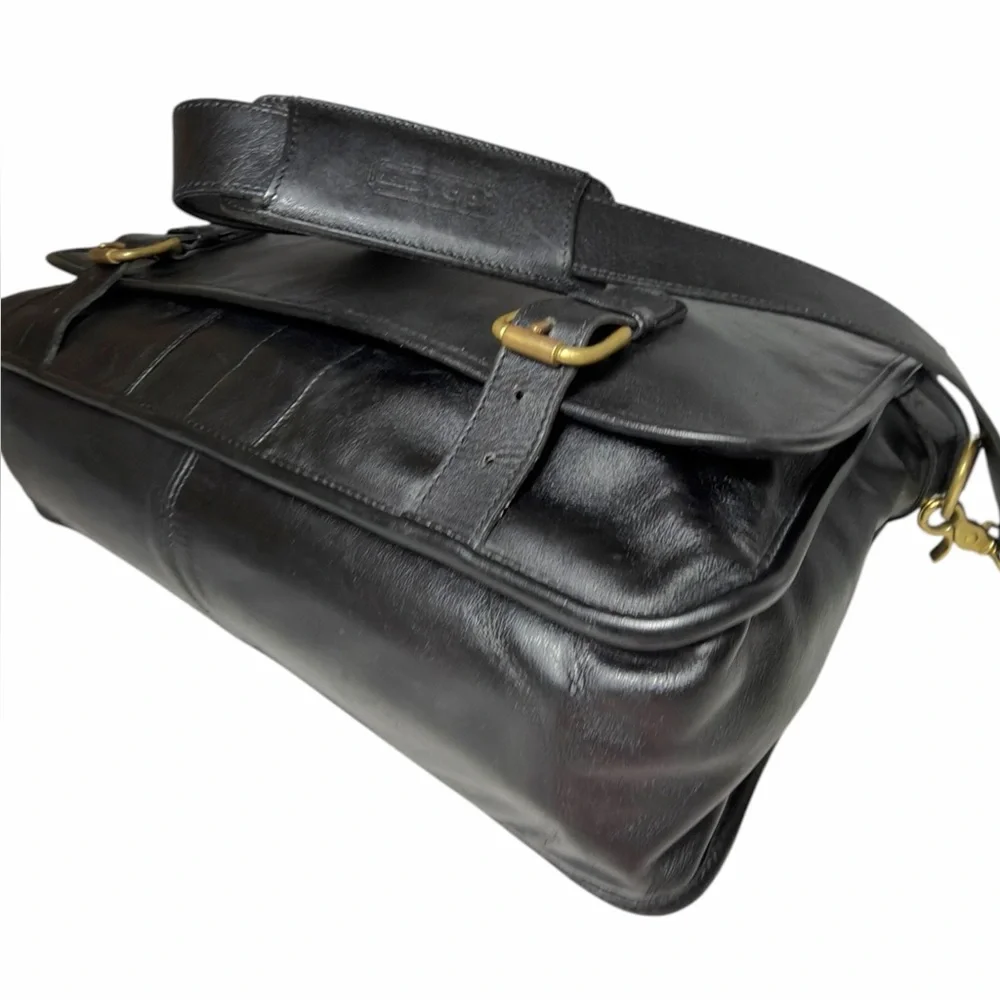 Coach Vintage Briefcase Bag 0514 Black Glove Tanned Leather Top Handle Crossbody